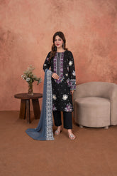 Feathers Unstitched 3 Piece Emb Lawn Summer Suit-Amethyst Noir-Embroidered 3pc