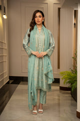 The Silk Allure By Zouj Unstitched 3 Piece Sheesha Silk Collection'2025-Starlit Azure