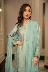 The Silk Allure By Zouj Unstitched 3 Piece Sheesha Silk Collection'2025-Starlit Azure