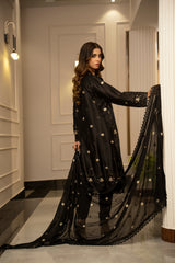 The Silk Allure By Zouj Unstitched 3 Piece Sheesha Silk Collection'2025-Noir