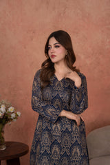 Feathers Unstitched 2 Piece Emb Lawn Summer Suit-Sapphire Regency-Embroidered 2pc