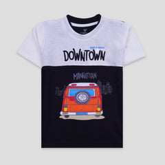Kjunction Boys Half Sleeves-Printed T-Shirt (Downtown)