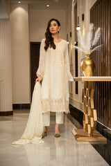 Ensembles By Zouj Unstitched 3 Piece Chiffon Edit Collection'2025-Ivory Elegance