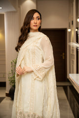 Ensembles By Zouj Unstitched 3 Piece Chiffon Edit Collection'2025-Ivory Elegance
