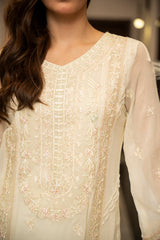 Ensembles By Zouj Unstitched 3 Piece Chiffon Edit Collection'2025-Ivory Elegance