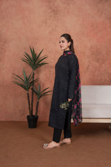 Feathers Unstitched 3 Piece Emb Lawn Summer Suit-Noir Rose-Quartz Minimal-Embroidered 3pc