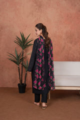 Feathers Unstitched 3 Piece Emb Lawn Summer Suit-Noir Rose-Quartz Minimal-Embroidered 3pc