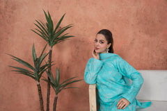 Feathers Unstitched 3 Piece Emb Lawn Summer Suit-Aqua Lumière-Embroidered 3pc