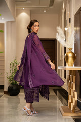 Ensembles By Zouj Unstitched 3 Piece Chiffon Edit Collection'2025-Violet Viel