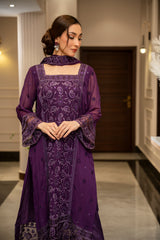 Ensembles By Zouj Unstitched 3 Piece Chiffon Edit Collection'2025-Violet Viel