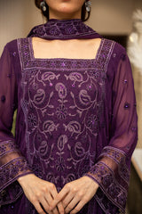Ensembles By Zouj Unstitched 3 Piece Chiffon Edit Collection'2025-Violet Viel