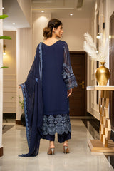 Ensembles By Zouj Unstitched 3 Piece Chiffon Edit Collection'2025-Royal Drape
