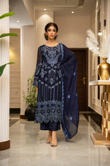 Ensembles By Zouj Unstitched 3 Piece Chiffon Edit Collection'2025-Royal Drape