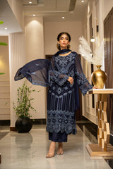 Ensembles By Zouj Unstitched 3 Piece Chiffon Edit Collection'2025-Royal Drape