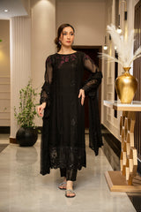 Ensembles By Zouj Unstitched 3 Piece Chiffon Edit Collection'2025-Mystic Noir
