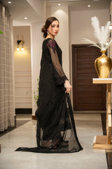 Ensembles By Zouj Unstitched 3 Piece Chiffon Edit Collection'2025-Mystic Noir