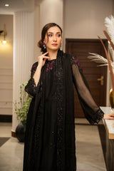 Ensembles By Zouj Unstitched 3 Piece Chiffon Edit Collection'2025-Mystic Noir
