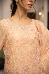 Ensembles By Zouj Unstitched 3 Piece Chiffon Edit Collection'2025-Serene Peach