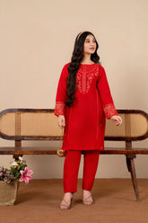 Khayat Stitched 2 Piece Emb Cotton Lawn Summer Suit-2-pc Redish