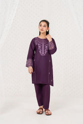 Khayat Stitched 2 Piece Emb Cotton Lawn Summer Suit-2-pc Purple