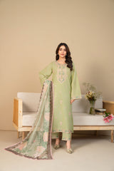 Tiraz Stitched 3 Piece Summer Suit-Farheen