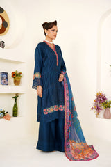 Threads & Weaves Zinc Embroidered Viscose 3-Piece Pret Suit with Multicolor Dupatta