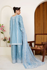 Threads & Weaves Powder Blue Embroidered Lawn 3-Piece Pret Suit