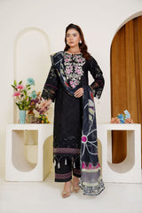 Threads & Weaves Black Embroidered 3-Piece Ready-to-Wear Viscose Suit