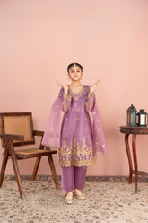 Khayat Stitched 3 Piece Festive Formals Kids Suit-Lilac