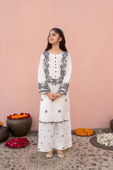 Khayat Stitched Co Ords Summer Lawn Cotton Suit-Khayat- White