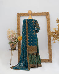 Saira Sultana Stitched Wedding Formals Suit-Zunairah-Teal