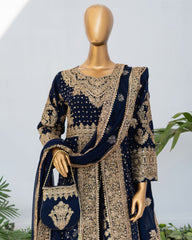 Saira Sultana Stitched Wedding Formals Suit-Muneeha-Navy Blue