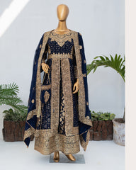 Saira Sultana Stitched Wedding Formals Suit-Muneeha-Navy Blue