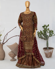 Saira Sultana Stitched Wedding Formals Suit-Zunairah-Maroon