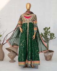 Saira Sultana Stitched Wedding Formals Suit-Sumaira-Bottle Green