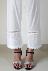 Deck Up Mesh Lace Trousers - White