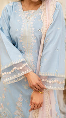 Dressline Launching New Unstitched 3 Pcs Premium Emb ChikankariJacquard Lawn Collection