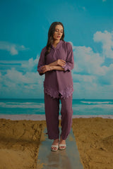 Dhaga Stitched Solid 2 Piece Emb Suit-Arielle