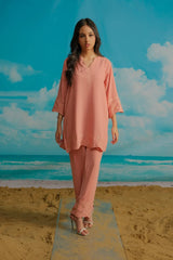 Dhaga Stitched Solid 2 Piece Emb Suit-Primerose