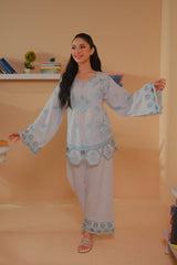 Dhaga Stitched Solid 2 Piece Emb Suit-slay