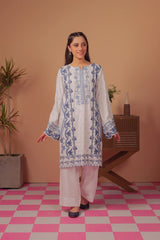Dhaga Stitched Solid 2 Piece Emb Suit-Moonstone