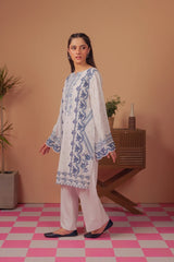 Dhaga Stitched Solid 2 Piece Emb Suit-Moonstone