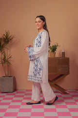 Dhaga Stitched Solid 2 Piece Emb Suit-Moonstone