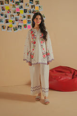 Dhaga Stitched Solid 2 Piece Emb Suit-Peak
