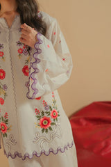 Dhaga Stitched Solid 2 Piece Emb Suit-Peak