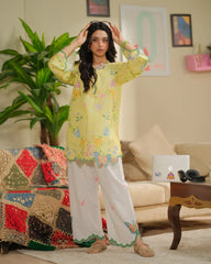 Dhaga Stitched 2 Piece Co-ords Set-Creme Brulee