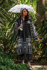 Print Muse By Sahar Stitched Co Ords Cambric Suit-Monochrome Mosaic