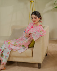 Dhaga Stitched 2 Piece Co-ords Set-Strawberry Matcha