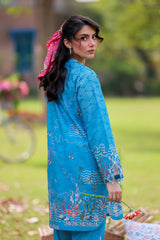 Print Muse By Sahar Stitched Co Ords Cambric Suit-Azure Spring