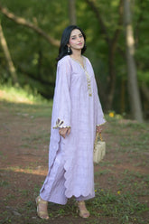 Urban Cut-Cotton Seersucker 2-Piece Long Dress-C0281